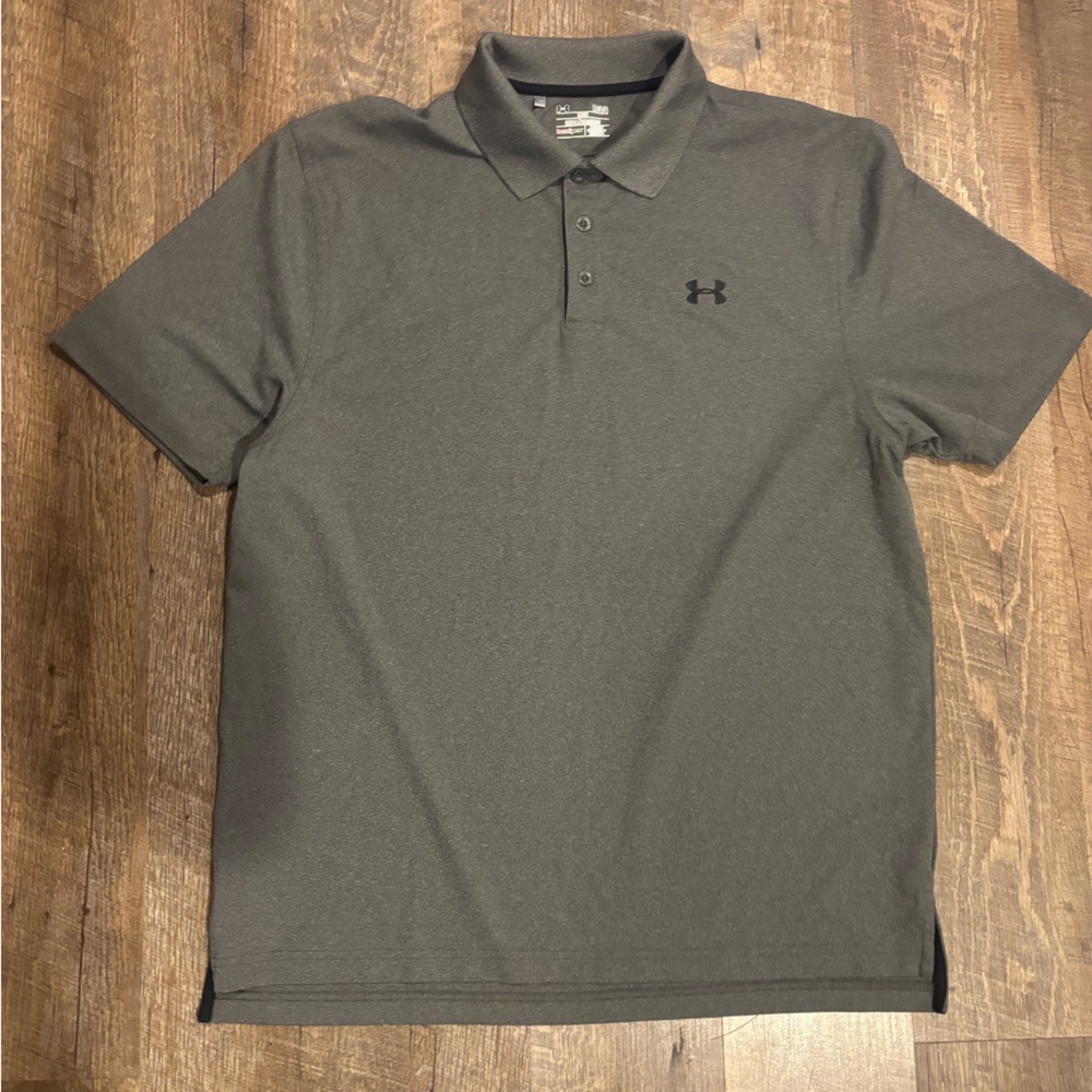 Under Armour Men’s Gray HeatGear Polo Shirt Size Large Loose Fit